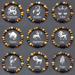12 Signes Bracelet pour femmes hommes Zodiac Charme Homme Corn Libra Leo Bijoux à la main en gros 240423
