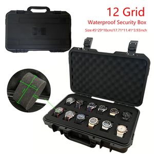 12 slots waterdichte horloge opbergdoos draagbaar horlogebox plastic koffer case display opslagcase gereedschapskist 240428