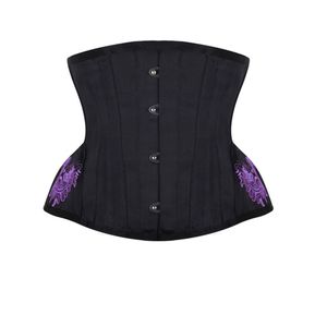 12 stalen botten onderborst taille taming corset met contrast Brocade borduurwerk heuppaneel en gebogen zoom vrouwen alledaagse taille trainer corset