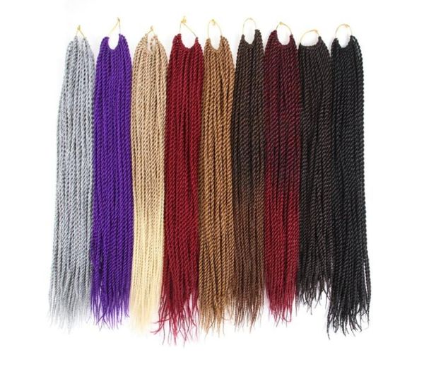 Extensions de cheveux synthétiques au Crochet, 12 brins, 18 pouces, 22 pouces, en Fiber Kanekalon, couleur Pure, 9950277