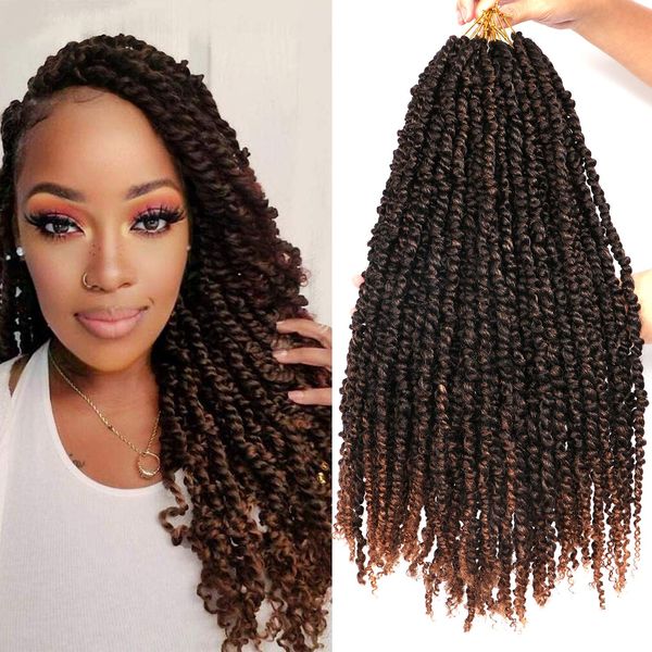 12 hebras Passion Twist Hair Extensiones de cabello rizado rizado sintético Venta al por mayor 1B / 27 Trenzas Ombre Onda de agua Passion Twist Crochet Trenzado de cabello