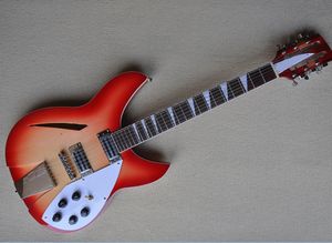 Guitarra eléctrica semihueca de 12 cuerdas, color rojo cereza, con golpeador blanco, diapasón de palisandro