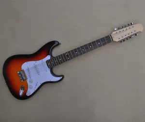Guitare électrique 12 cordes avec matériel chromé, pont trémolo, offre Logo/couleur personnalisée