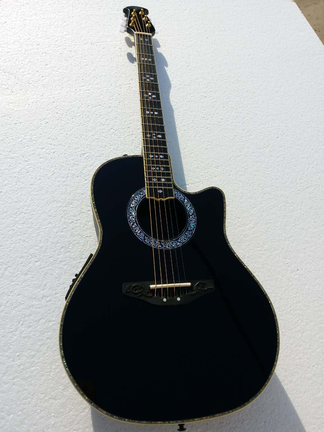 6文字列オーベーションアコースティックギター手作りアコースティックエレクトリックギターエボニーフレットボードF-5TプリアンプピックアップEQプロフェッショナルフォークギター