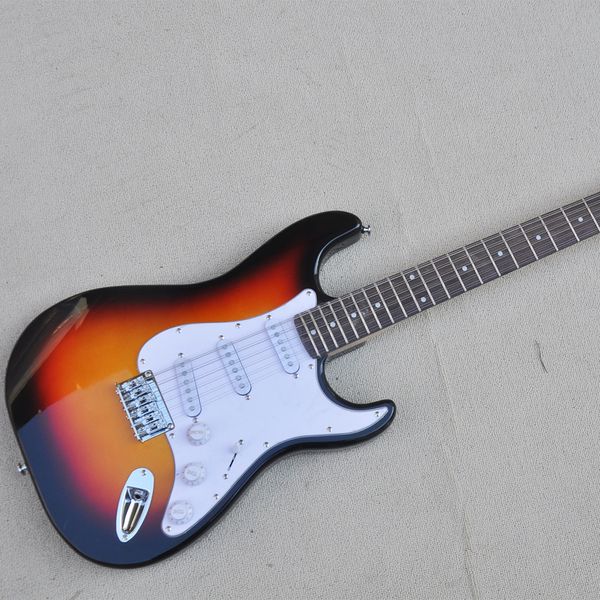 Guitarra eléctrica Tobacco Sunburst de 12 cuerdas con diapasón de palisandro, pastillas SSS, golpeador blanco personalizable