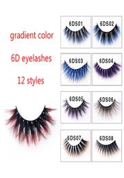 12 Style 6D Mink Hair Dracient Color Fake Wimel Eimk Dikke Mink False wimpers Natuurlijke extensie Fake Eyelashes3115243