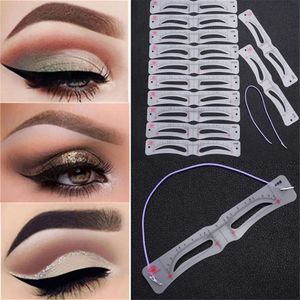 12 Style Fixable Sourcils Pochoir Toilettage Shaper Modèle Autocollants Réutilisables Maquillage Outils Pour Sourcils Timbre Stylo Crayon Cosmétique 231019