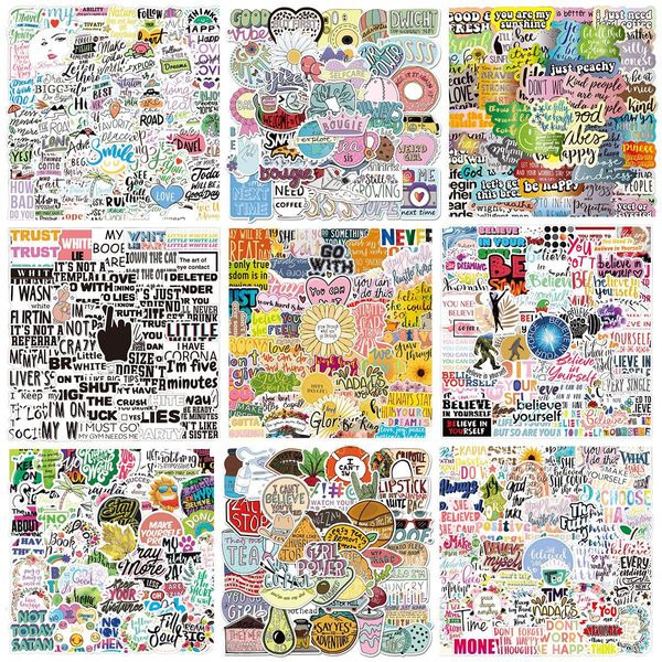 12 Styles 50 PCS Graffiti Skateboard autocollants citations inspirantes Pour Voiture Bébé Casque Crayon Cas Journal Téléphone Ordinateur Portable Planificateur Décor Livre Album Enfants Jouets DIY Stickers