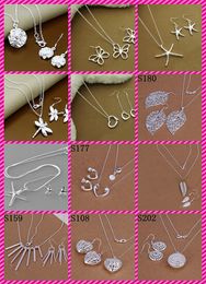 12 styles de boucles d'oreilles et collier en argent sterling 925 à la mode