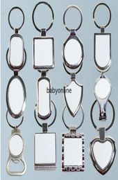 12 styles Keychains vierges pour sublimation Round Love Key Chain Iewelry Thermal Transfer Printing DIY MATÉRIAU BLANQUE COMPCESSIONS6594777