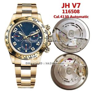 12 styles de haute qualité JH V7 40 mm Cal 4130 chronographe automatique montre pour homme 116508 cadran bleu bracelet en or jaune 18 carats montre pour hommes 249h