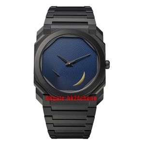 12 stijlen horloges van hoge kwaliteit 103534 Octo Finisimmo Tadao Ando Limited Edition automatisch herenhorloge blauwe wijzerplaat zwarte PVD armband heren polshorloges