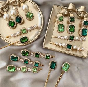 12 stijlen Korea Vintage Emerald Haar Pins Geometrische Steentjes Haarclip Voor Dames Meisjes Haaraccessoires Barrette