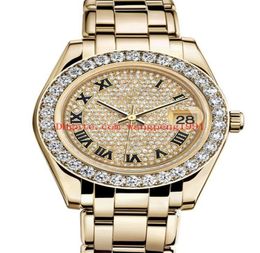12 Styles Ladies Fashion Watch Date Just 81298 36mm Diamantgrens Romeinse Shell Dial 18K Geel goud Mechanische automatische dames0394920834