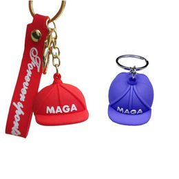 12 stijlen Macaron Cartoon Trump Cap Keychain Leuke auto-accessoires Rubber sleutelhangers