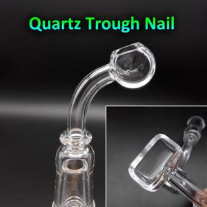 Quartz Trog Banger Nail Met Vrouwelijke Mannelijke 10mm 14mm 18mm Clear Joint 45 90 Graden Quartz banger Nail Voor Booreilanden Glazen Waterpijpen