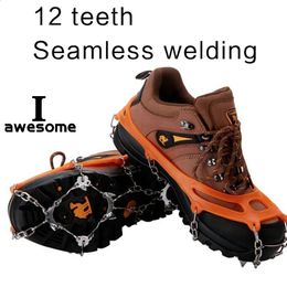 12 dents en acier pince à glace Spike pour chaussures anti-dérapant randonnée escalade pointes de neige Crampons Crampons chaîne griffes poignées bottes couverture 240125