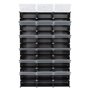 Organisateur à chaussures à chaussures portable à 12 niveaux 72 paires 36 grilles de la tour étagère de rangement stand extensible pour les talons, les bottes, les pantoufles, le noir