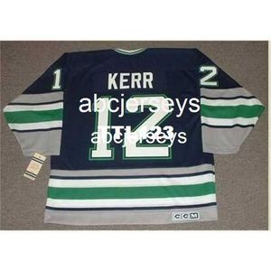 # 12 TIM KERR Hartford Whalers 1992 CCM Vintage T Hockey Jersey Stitch n'importe quel numéro de nom