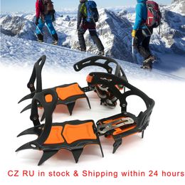 Crampons à 12 dents antidérapants, pinces pour chaussures d'escalade sur glace, dispositif de Traction pour crampons, couvre-chaussures pour alpinisme en plein air, 240104