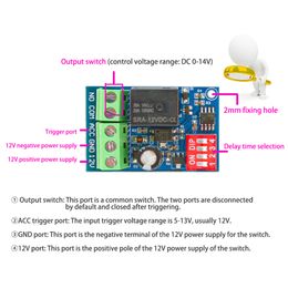 12 volts Timer Relais ON-OFF Automobile Déglage numérique Relais de retard électrique Démorteur de temporisation Module de délai de temps de temps YS-RT1C YS-RT1T