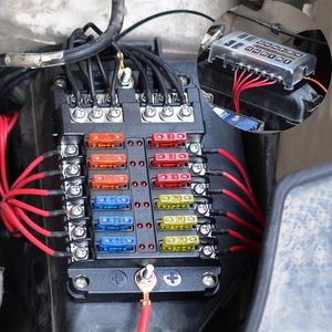 12 Way 12V 24V Auto Blade Zekeringkast Blok Houder met LED Indicator Waarschuwingslampje Kit voor auto Auto Boot Marine Trike276a