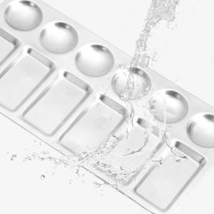 12 Wells Aluminium Metal Mixing Paint Tray rechthoekig palet gemakkelijk te verwijderen voor kunstenaar aquarellen Diy Craft Art Painting