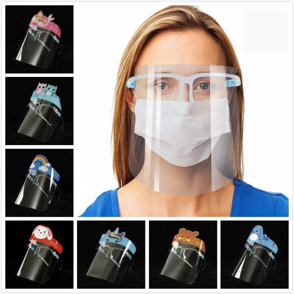 12 con viseras de protección facial para niños de dibujos animados de vidrio con gafas máscara de aislamiento antiniebla máscara protectora completa HD12