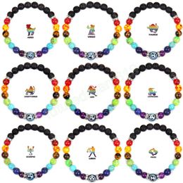 12 Bracelet Zodiac 7 Chakra Lava Constellation Yoga Bracelets Pour Femmes Hommes Balance Lion Bélier Amitié Bracelet Bijoux