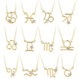 12 Zodiac Constellations Hangers kettingen voor vrouwen mannen goud kleurlegering symbool ketting mode sieraden verjaardagscadeaus