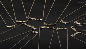 12 Zodiac Letter Constellations Hangers ketting voor vrouwen mannen Maagd Weegschaal Schorpioen Boogschutten