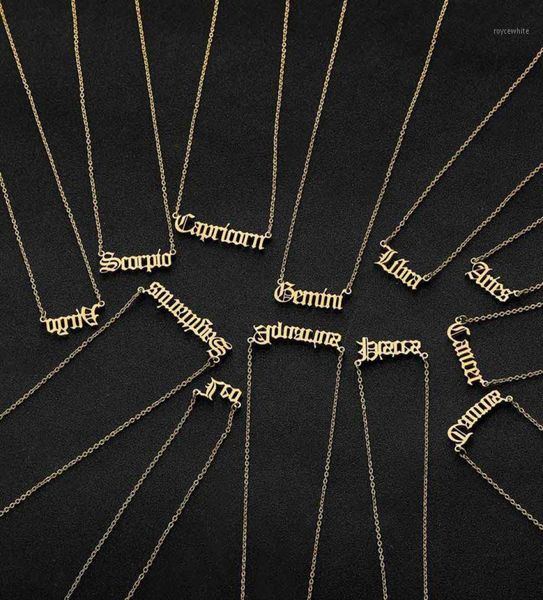 12 lettres du zodiaque Constellations pendentifs collier pour femmes hommes vierge balance scorpion sagittaire capricorne verseau cadeau d'anniversaire 11939041