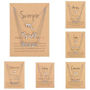 12 Zodiac Letters Hanger Ketting Oude Engelse Schorpioen Ram Taurus Gemini Kanker Leo Choker Horoscope Signs Necklace 3pcs / Set