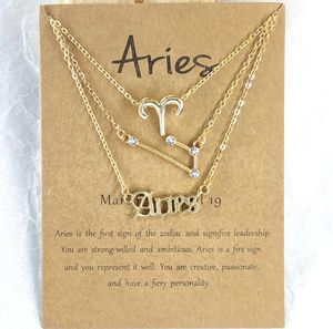 12 colliers du zodiaque 3 styles / ensemble avec carte-cadeau signe de la constellation pendentif chaînes en argent collier pour hommes femmes bijoux en vrac