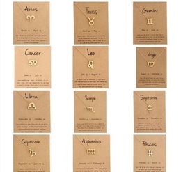 12 Collane zodiacali con segno di costellazione di carte regalo Ciondolo catene d'oro Collana per uomo Donna Gioielli di moda in massa GB1531