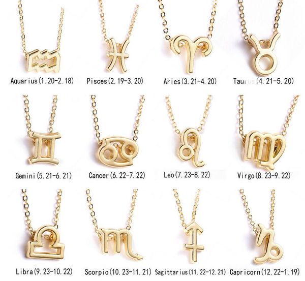 12 collares del zodiaco con tarjeta de regalo constelación signo colgante cadenas de plata collar para hombres mujeres joyería de moda al por mayor envío rápido de DHL