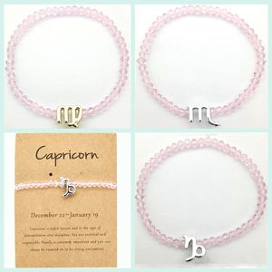 12 Zodiac roze kristalarmbanden Zodiac armbanden