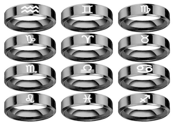 12 Ring Zodiac Bélier Taurus Gémeaux Cancer Virgo Balance Scorpius Sagittarius Capricornus mariage Anneaux en acier inoxydable Bijoux 9718642