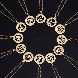 12 Collar con signo del zodiaco Cadena dorada Aries Tauro Colgantes Charm Signo de estrella Gargantilla Collares de astrología Joyería de moda para mujer Will y Sandy