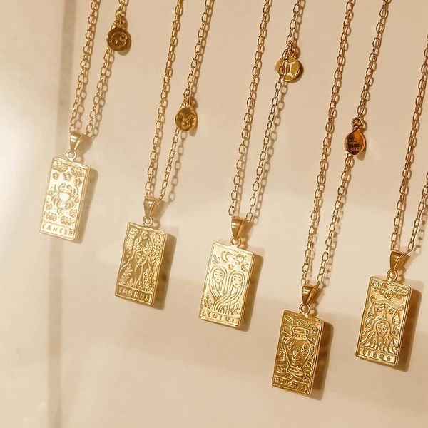 12 signe du zodiaque collier chaîne de clavicule en or Lion Cancer pendentifs breloque signe étoile tour de cou astrologie colliers pour femmes