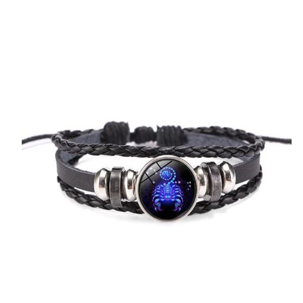 12 signes du zodiaque Constellation Bracelet à breloques hommes femmes mode multicouche tissage cuir Bracelet Bracelet cadeaux d'anniversaire GC1050