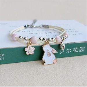Bracelets à breloques dessin animé lapin fleur, animaux mignons, meilleurs amis pour enfants, bijoux cadeaux
