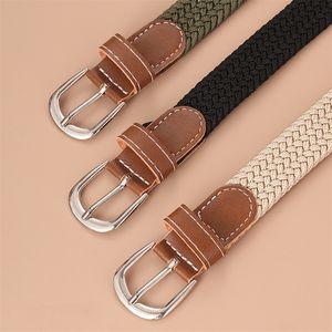 120-130 Cm Casual Gebreide Pin Gesp Mannen Riem Geweven Canvas Elastische Uitbreidbaar Gevlochten Stretch Riemen Voor Vrouwen jeans