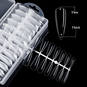 120/240PCS Clear False Nails Tips 7 Styles Ultra Thin Full Cover Ballerina French Style Acrylic Artificial Tip para Nail Art Salons y Home DIY