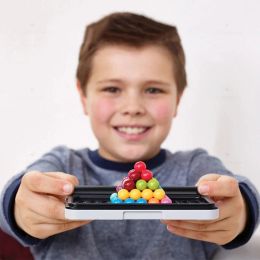 120 Desafíos IQ 3D Mesa de tablero de rompecabezas 2D Game Pyramid Plate Pearl Pearl Mind para niños Piramid Bead Montessori Juguete Regalo