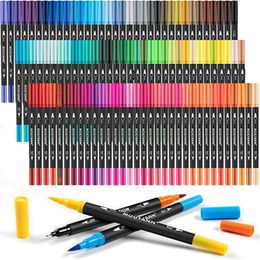 120 couleurs double pointe pinceau Art marqueurs marqueurs de coloration stylo fin pour livre adulte prise de notes fournisseur 240228