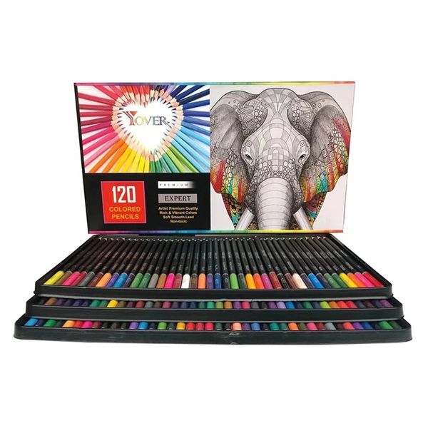 120 Couleurs Huile de bois Crayons de couleur Ensemble professionnel artiste durable Aquarelle peinture Crayon Numéro de papeterie Fournitures