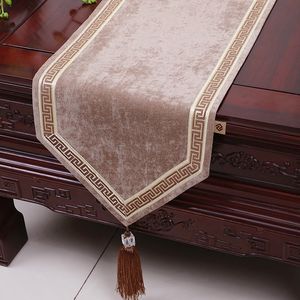 120 inch extra lange patchwork kanten tafel runner high-end fluweel stof eettafel doek luxe Europese stijl tafel matten placemat