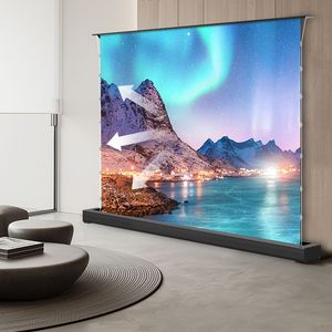 120 inch gemotoriseerde standaard pull-up 3D-projectiescherm elektrische vloer stijgende draagbare vloer 16: 9 projectorscherm