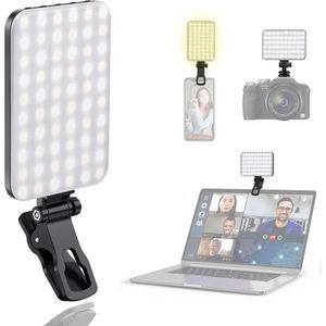 Vidéo de remplissage rechargeable haute puissance 120 LED avec clip avant et arrière, 3 modes d'éclairage ajustés pour téléphone Ipad